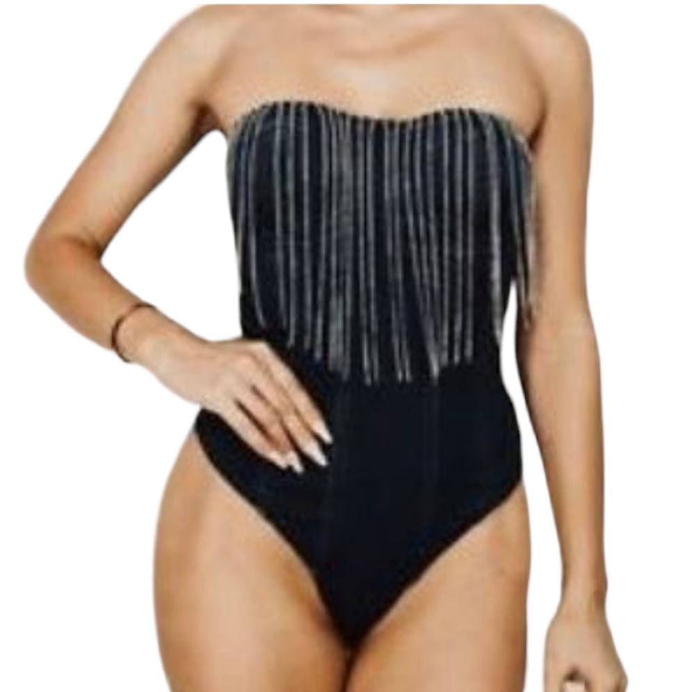 Blashe Bling Strapless Bodysuit Black XL